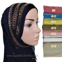 Mejor venta de mujeres musulmanas cabeza dubai diamond bufanda hijab musulmán chal moda joya de algodón piedra hijab
